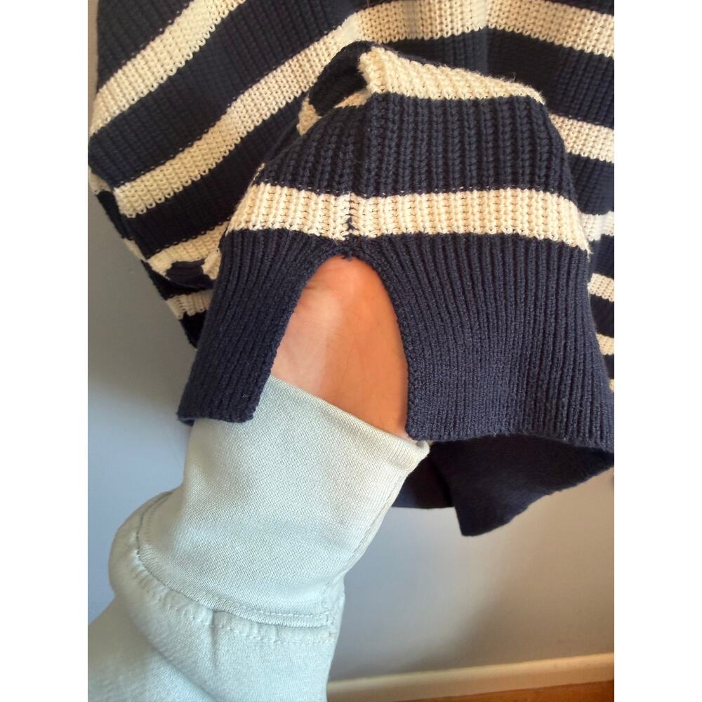 Loft Mock Neck Button Neck Long Sleeve Stripe Sweater Size XLarge - Picture 5 of 8
